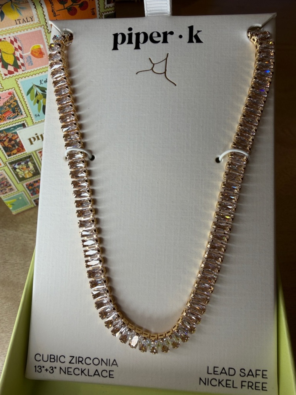 Piper K Gold Tone Cubic Zirconia Tennis Necklace - Picture 5 of 9